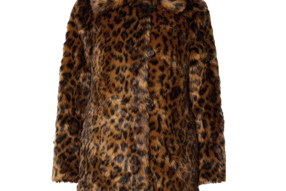 j.crew leopard print faux fur coat