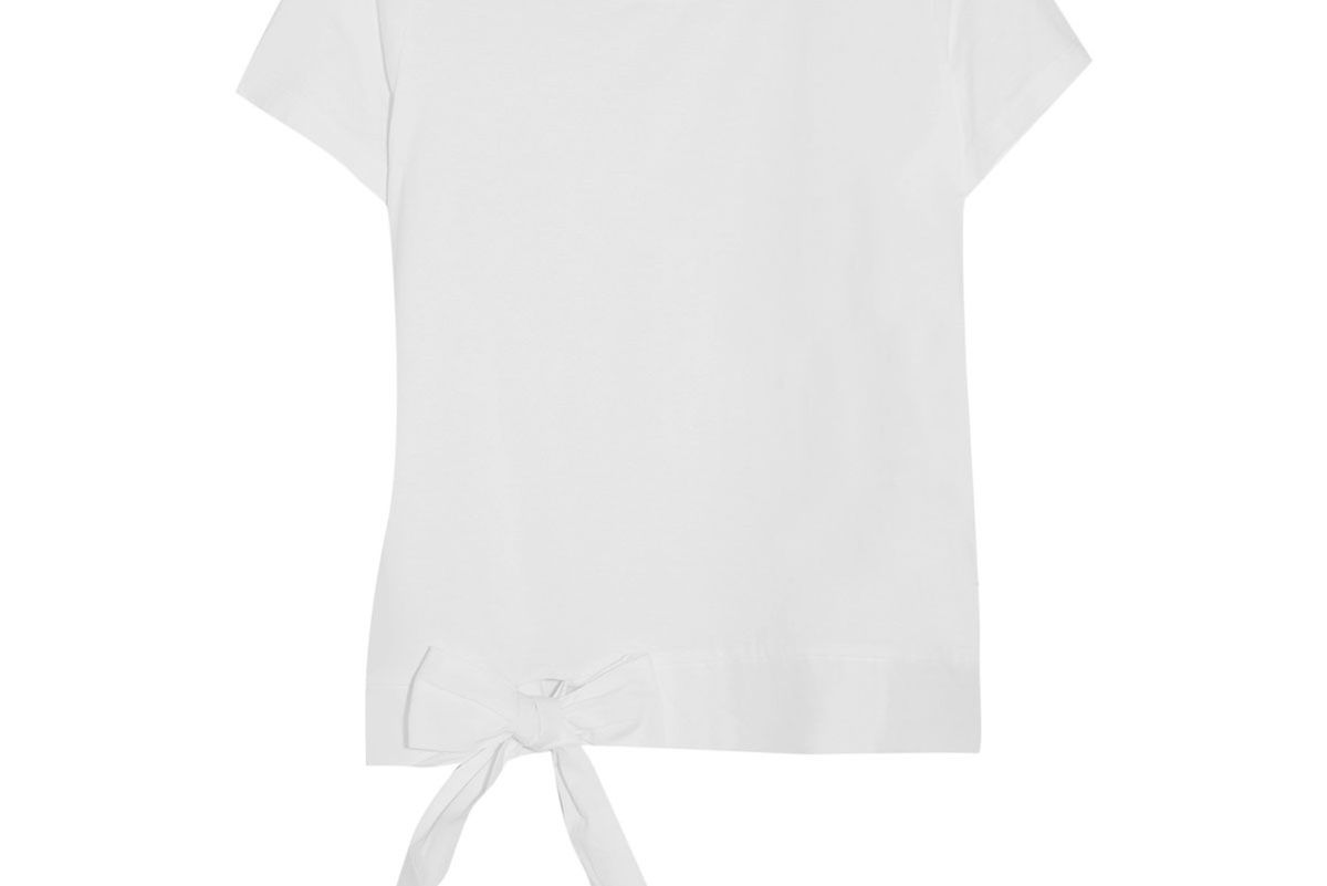 Poplin-Trimmed Cotton-Jersey T-Shirt