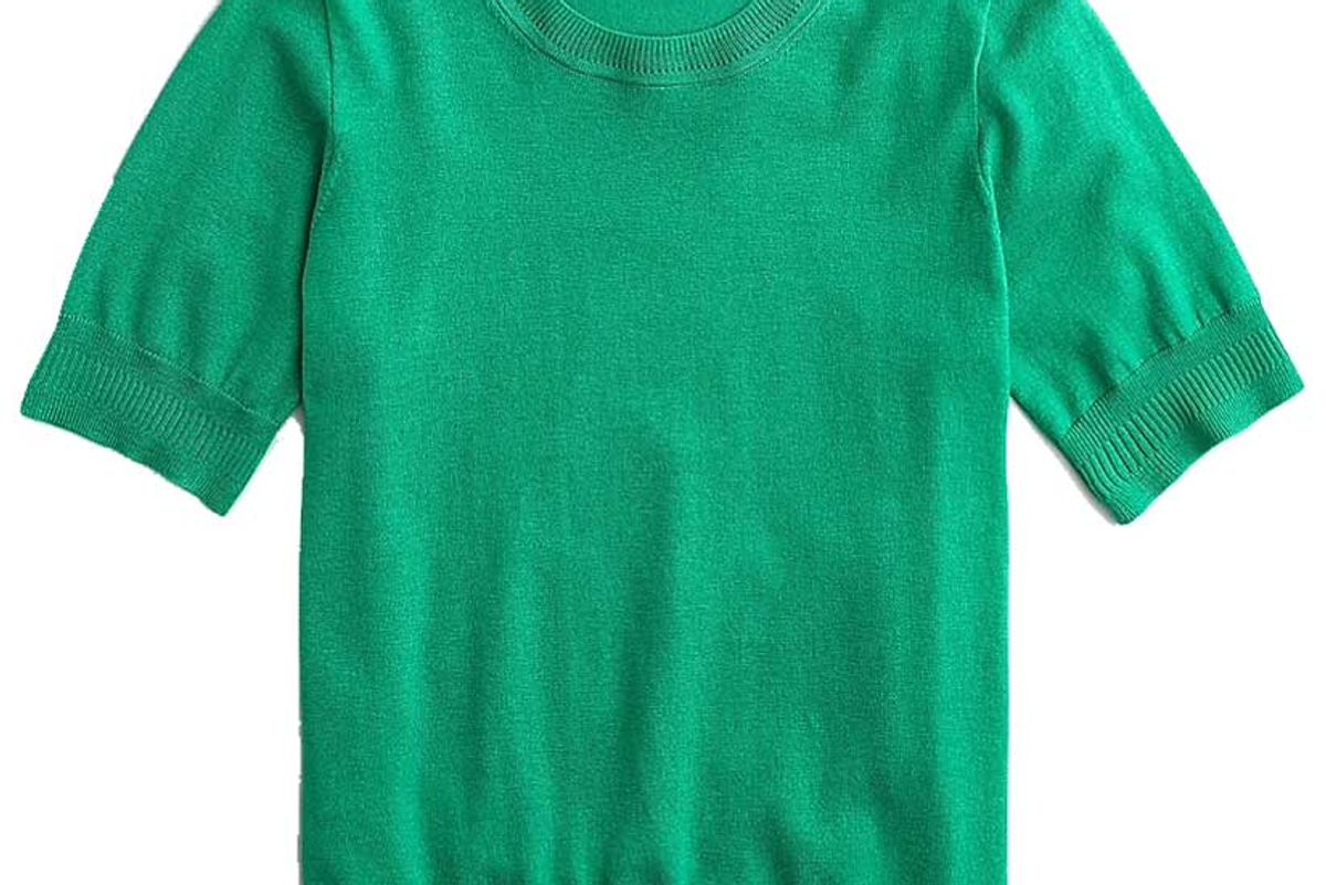 j crew short sleeve silk blend crewneck sweater