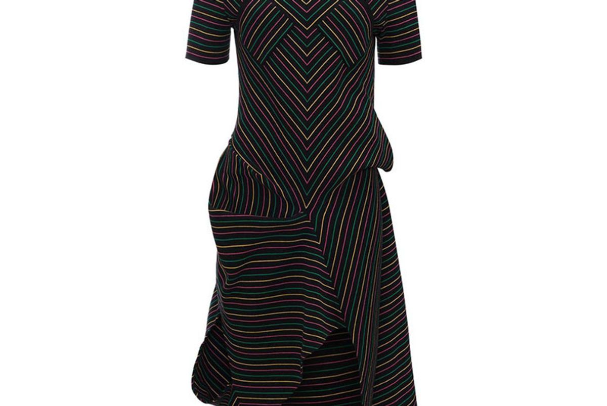 Draped Cotton Crepe Knit Dress