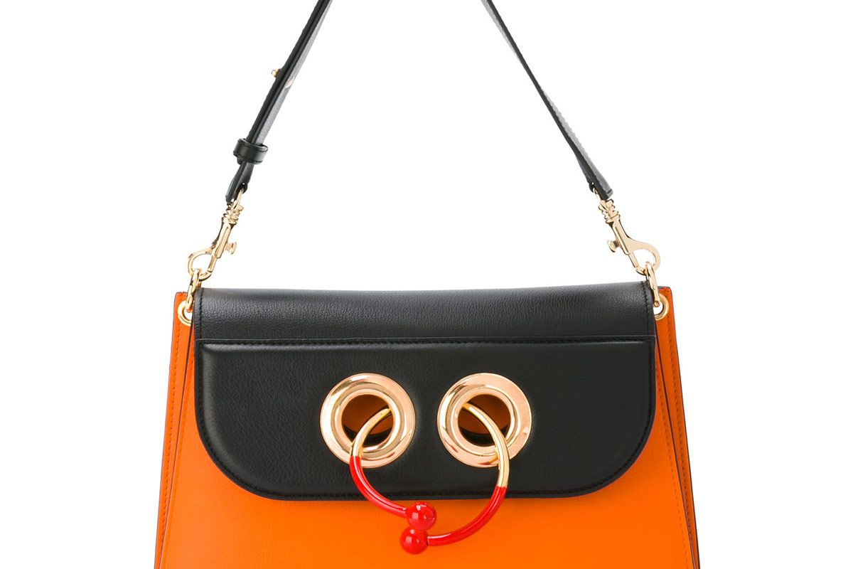 Medium Orange Black Pierce Shoulder Bag