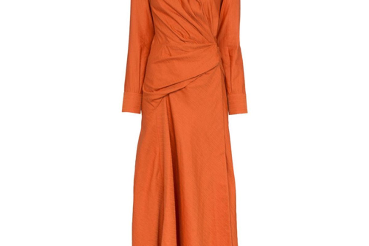 jacquemus orange wrap shirt dress