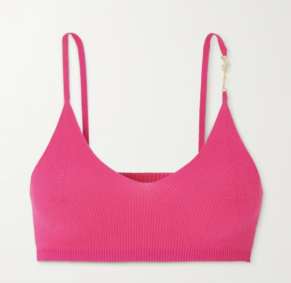 Jacquemus Pralu Cropped Embellished Ribbed-knit Top