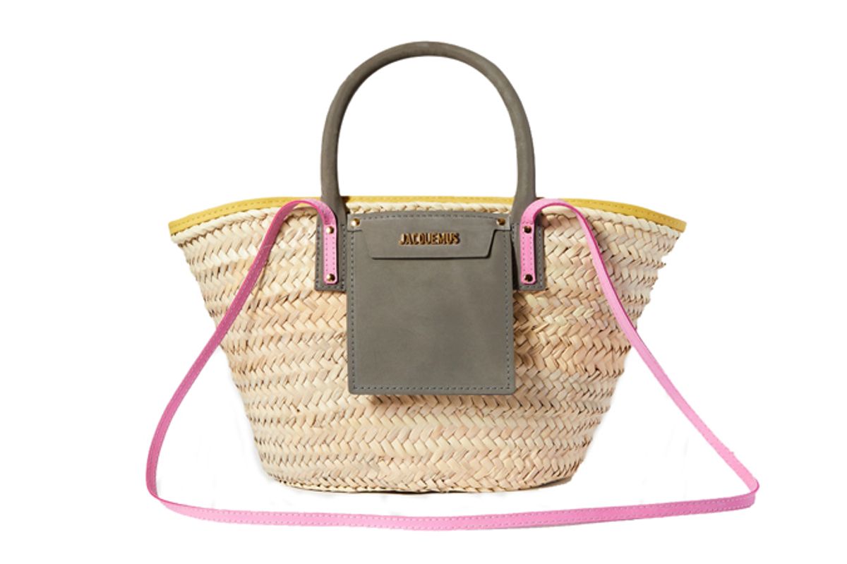 jacquemus soleil nubuck trimmed straw tote