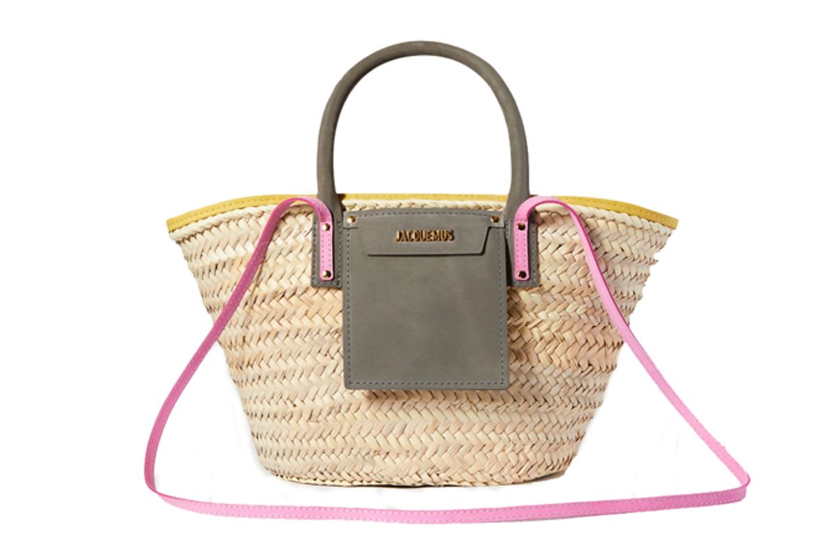 jacquemus soleil nubuck trimmed straw tote