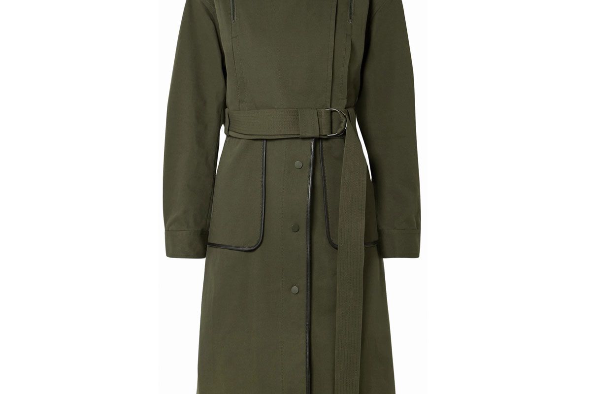 jason wu grey convertible leather trimmed cotton blend twill coat