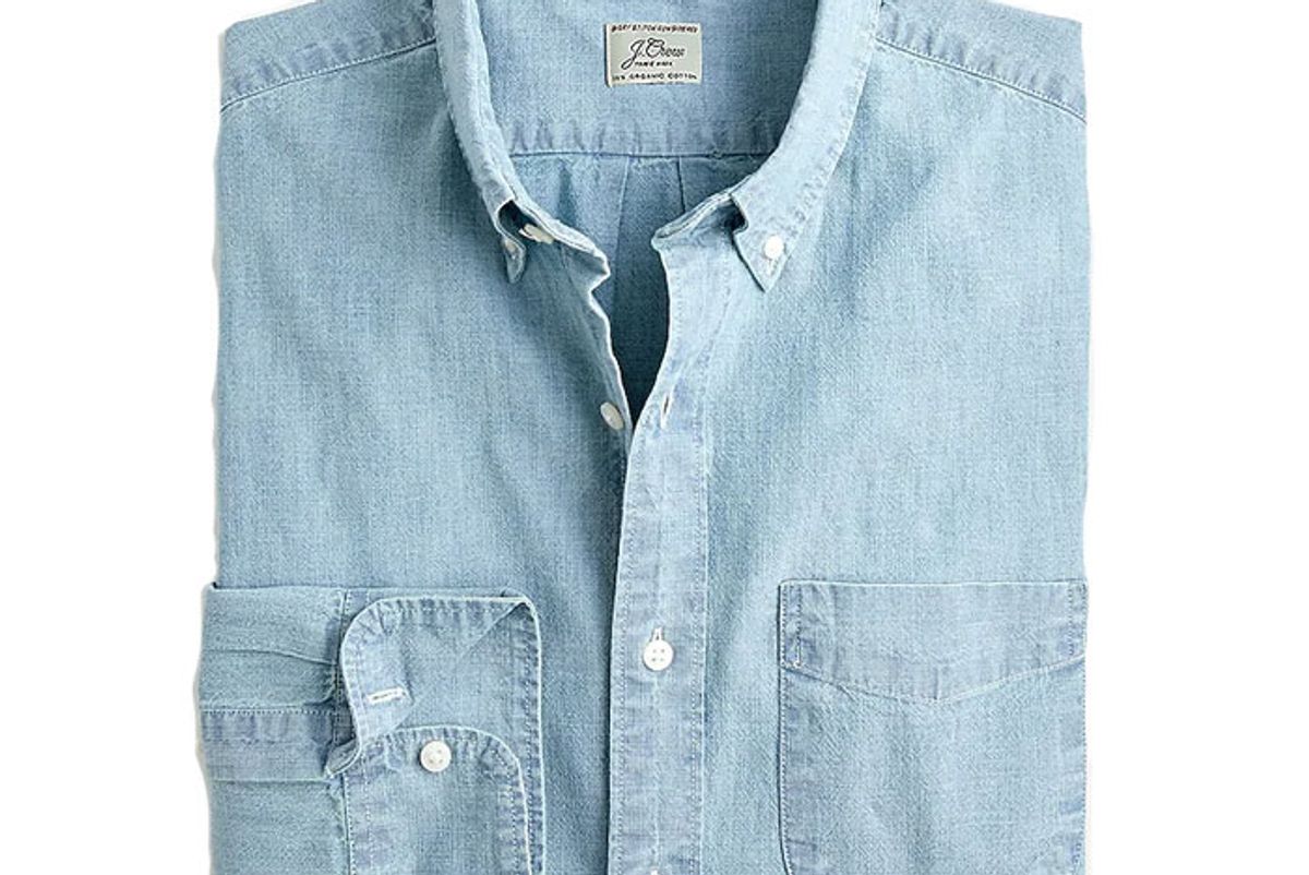 jcrew stretch organic cotton chambray shirt