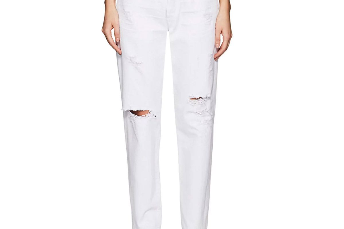 jean atelier distressed relaxed straight jeans