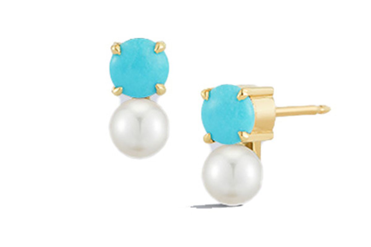 jemma wynne prive petite turquoise and pearl studs