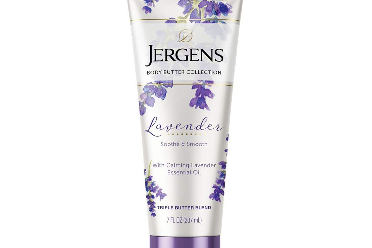jergens lavender body butter moisturizer 7 ounce lotion with essential oil for indulgent moisturization