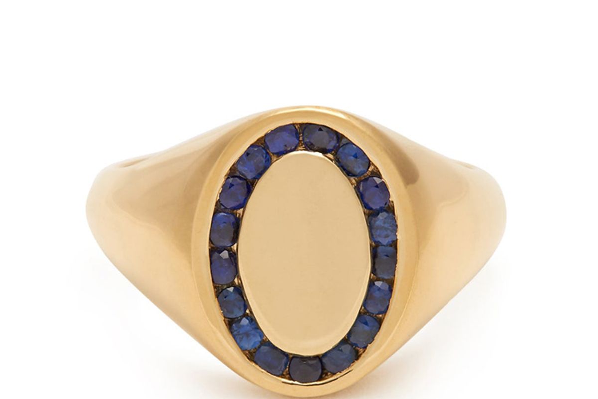 jessica biales sapphire and yellow gold ring