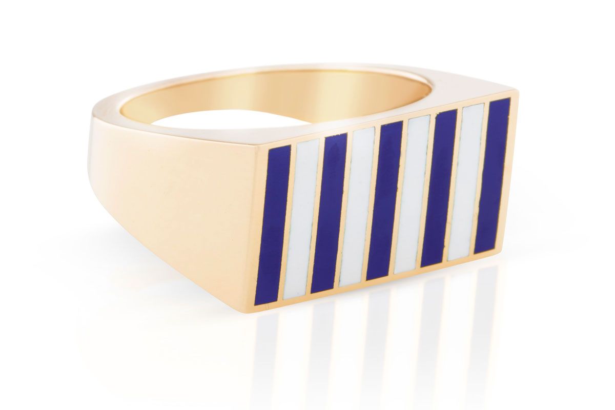 jessica biales striped signet block ring