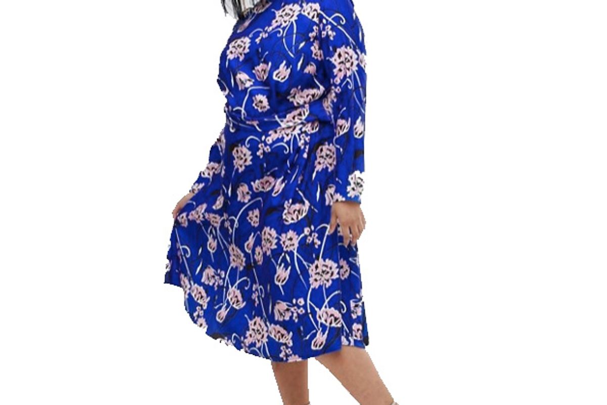 Curve Bright Floral High Neck Midi Dress