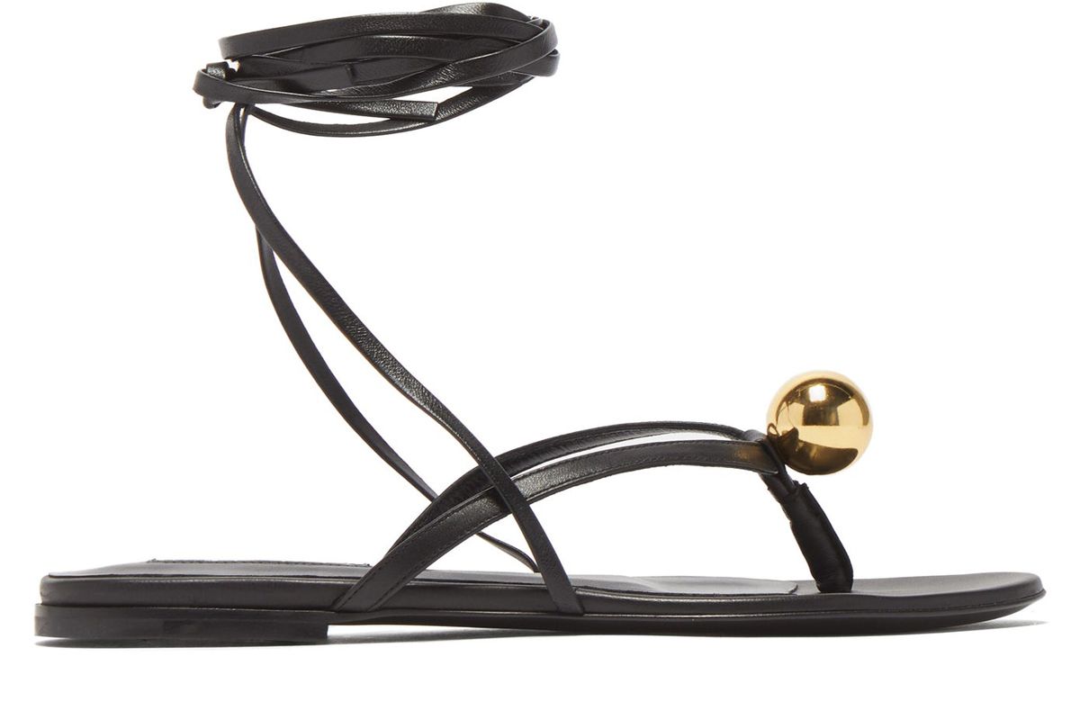 jil sander metalic orb flat wraparound leather sandals