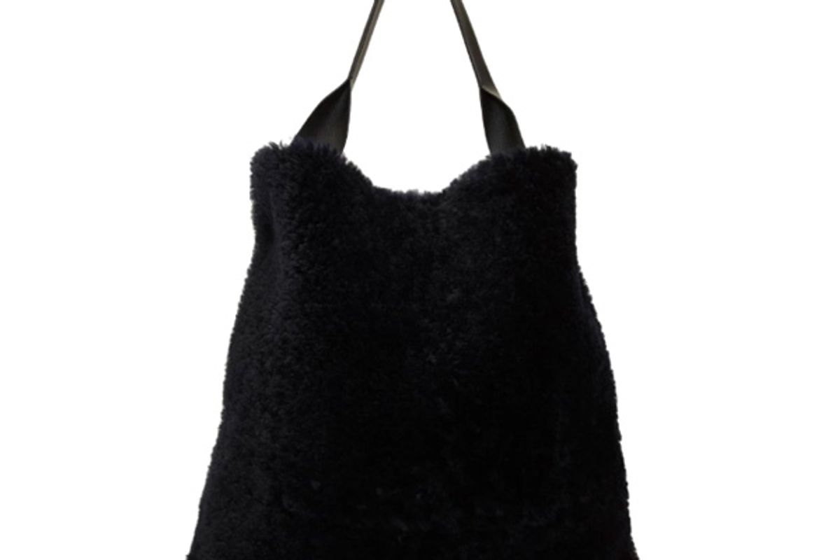 Navy Shearling Xiao Tote