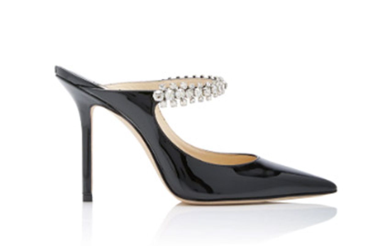 jimmy-choo-crystal embellished patent leather mules