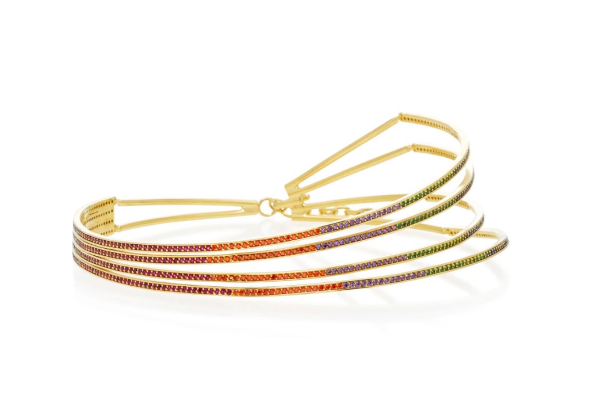 joanna laura constantine gold plated rainbow choker necklace