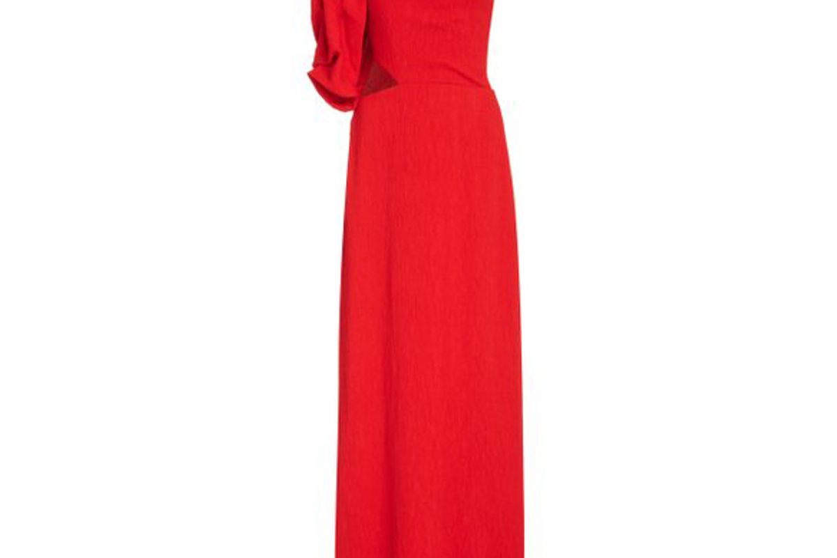 johanna ortiz lava shimmering blush removable sleeve crepe dress