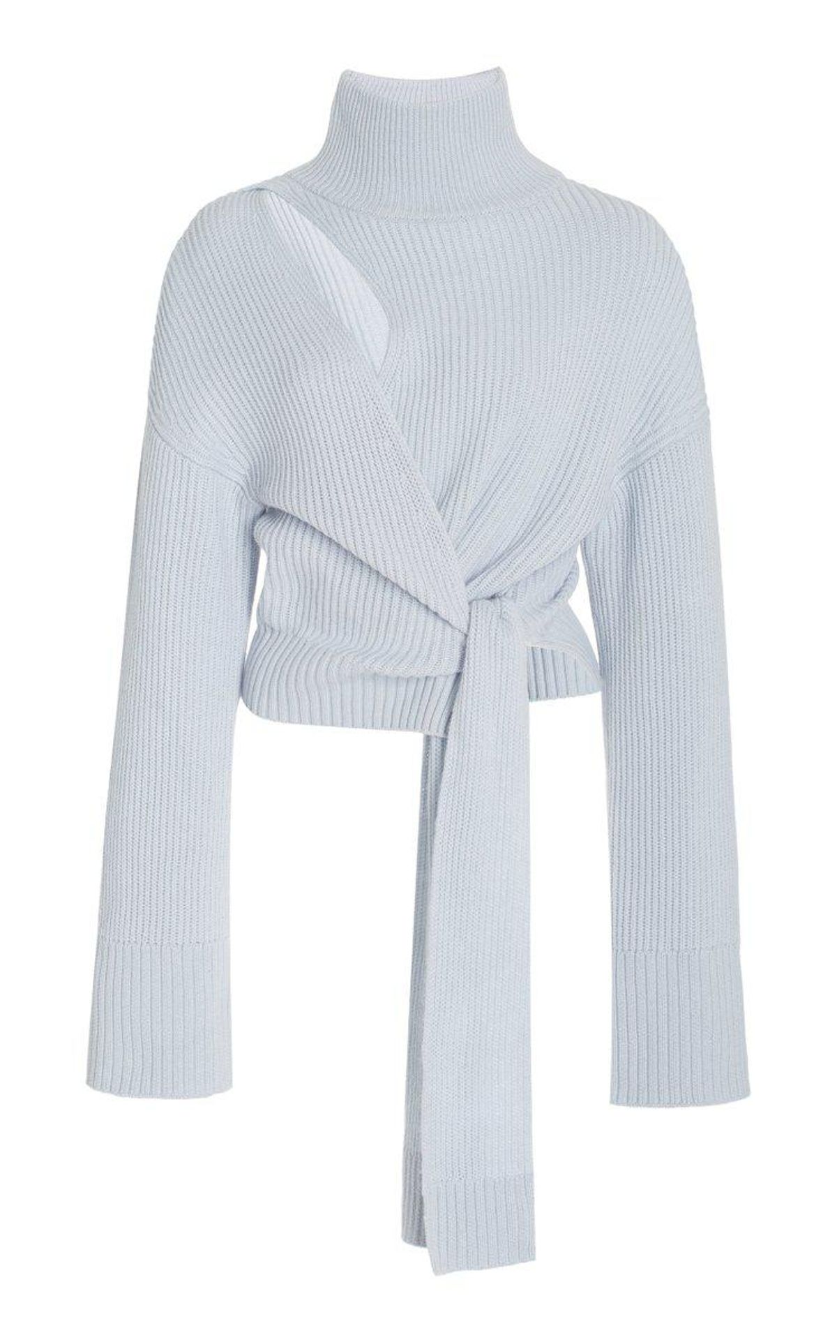 jonathan simkhai amaris spliced ribbed knit wrap sweater