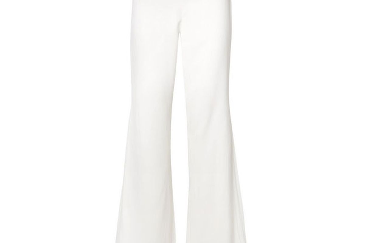 jonathan simkhai chiffon paneled stretch crepe flared pants