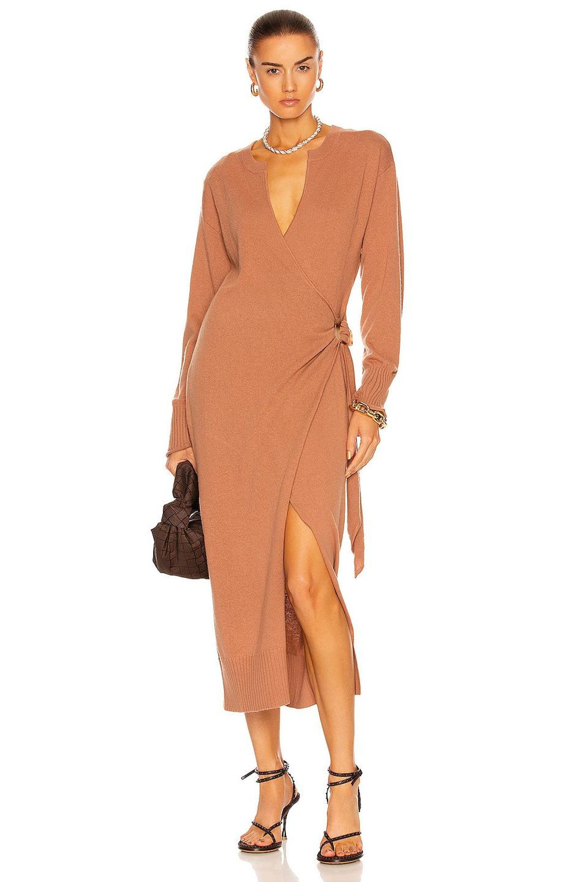 jonathan simkhai evalynn cashmere wrap midi dress