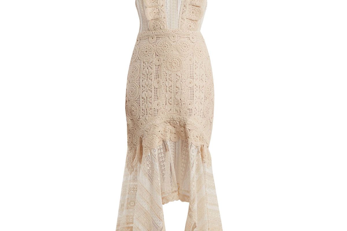 jonathan simkhai handkerchief hem cotton macrame lace dress