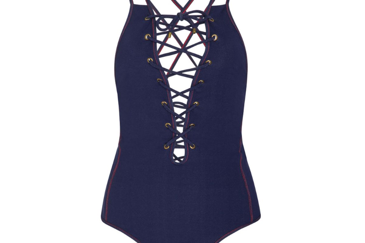 Lace-Up One-Piece Swimsuit