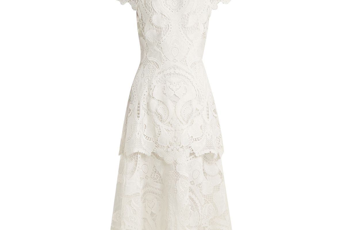 jonathan simkhai tiered scallop edged guipure lace dress