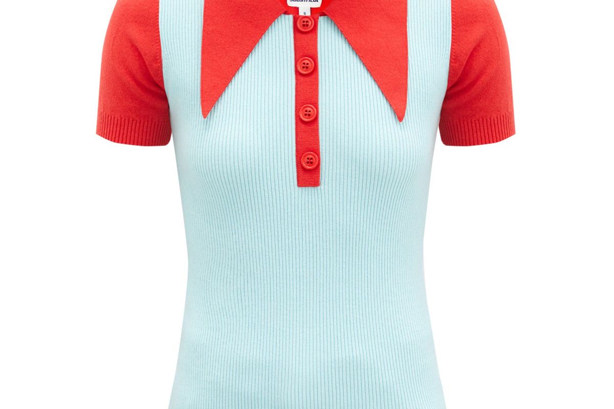 joostricot bi colour cotton blend polo shirt