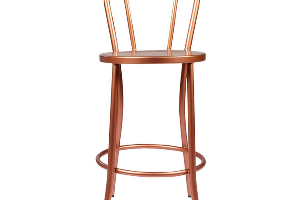 Copper French Bistro Counter Stool With Back