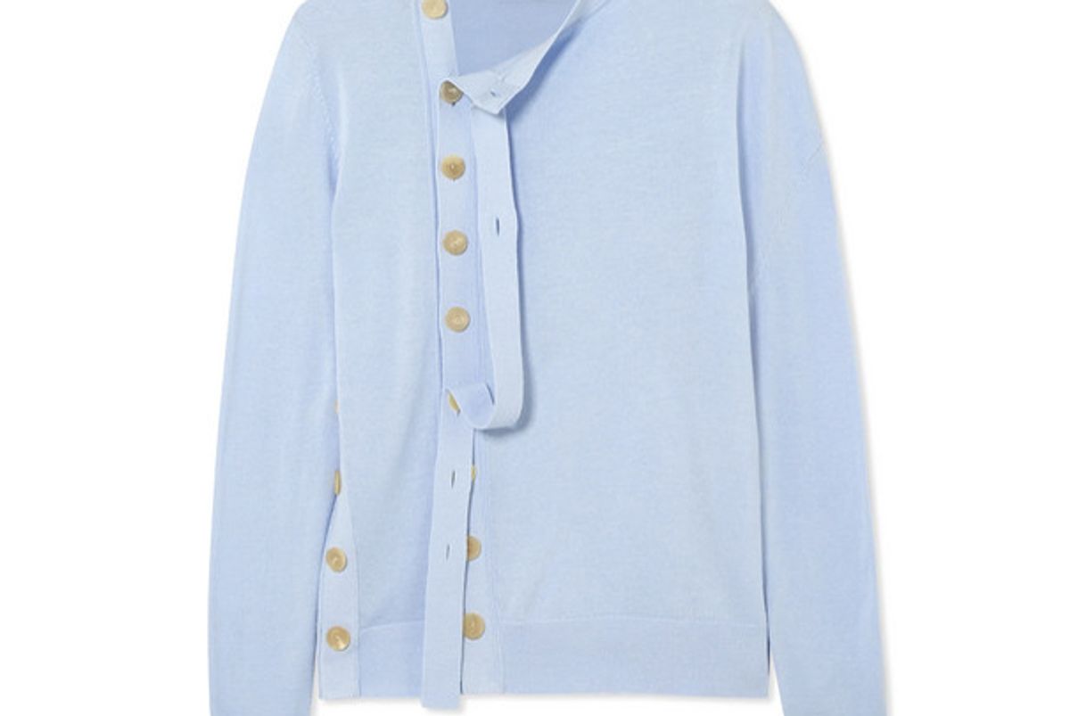 joseph asymmetric button embellished cotton cardigan