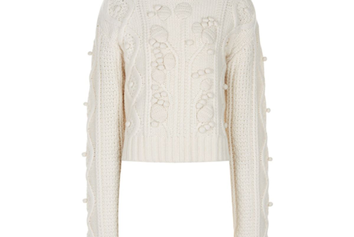 joseph limited cropped wool cable knit