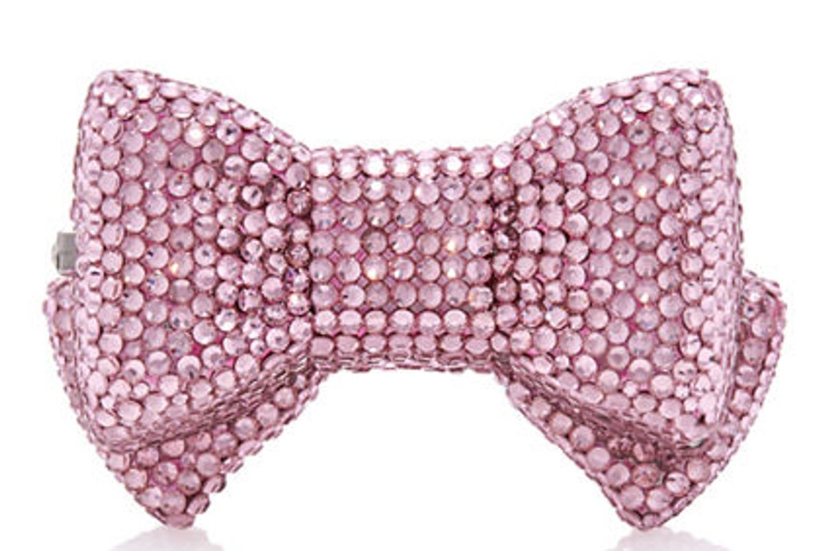 judith leiber shimmery bow tie crystal pillbox