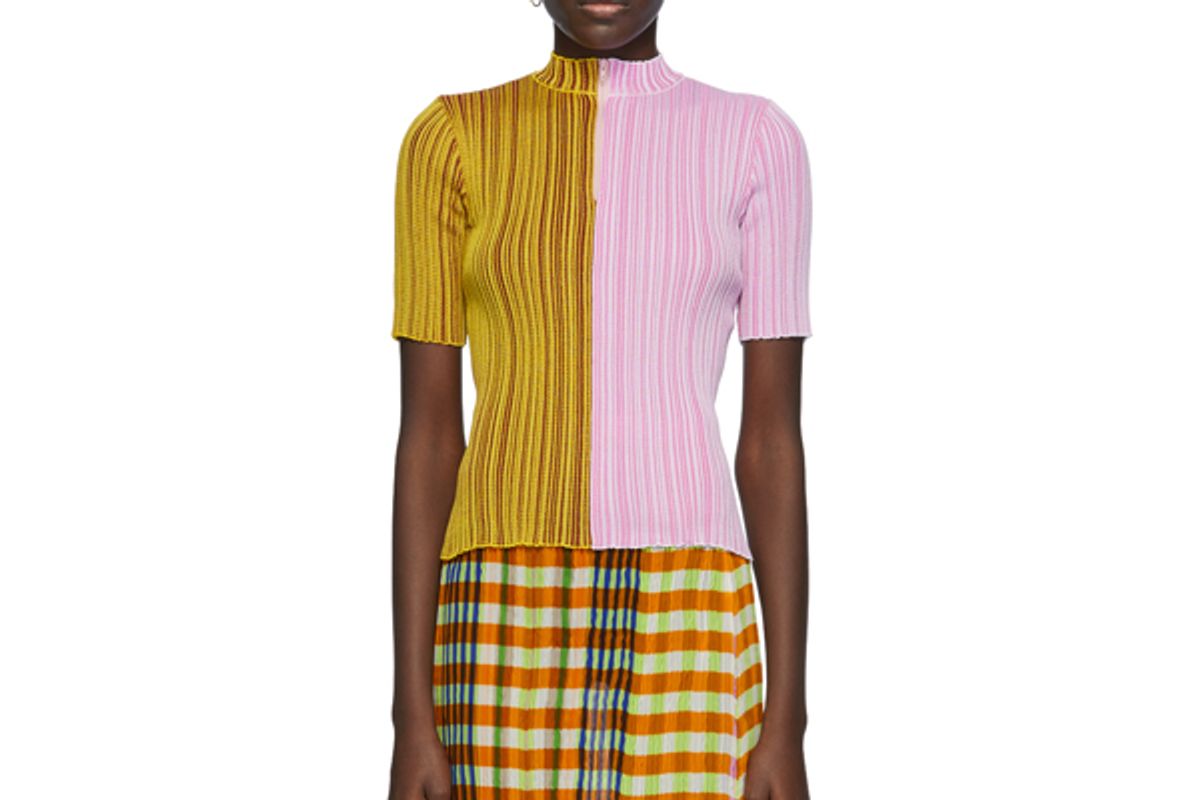 julia heuer ginger knit top in yellow and pink