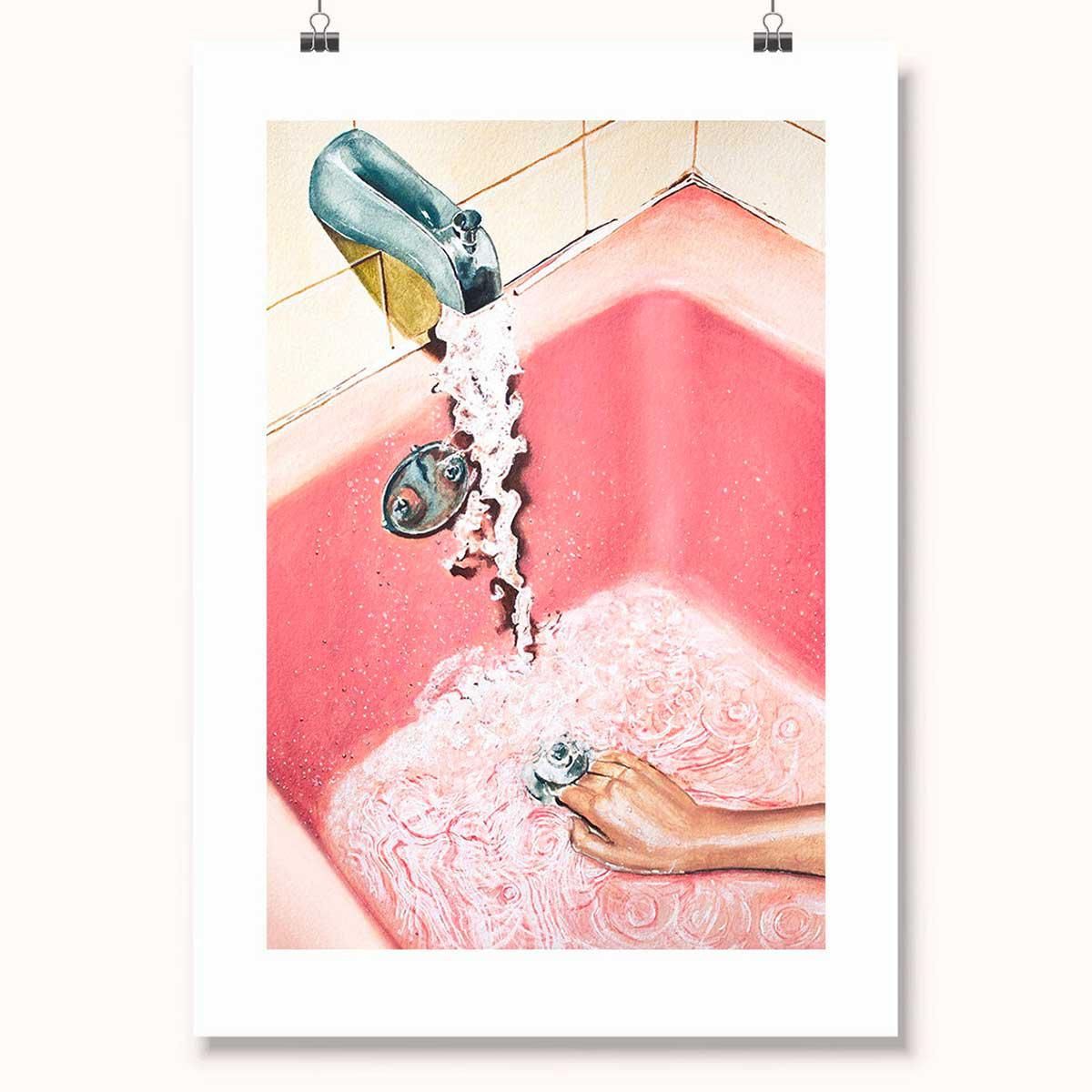 julia ockert vintage pink bathroom art print
