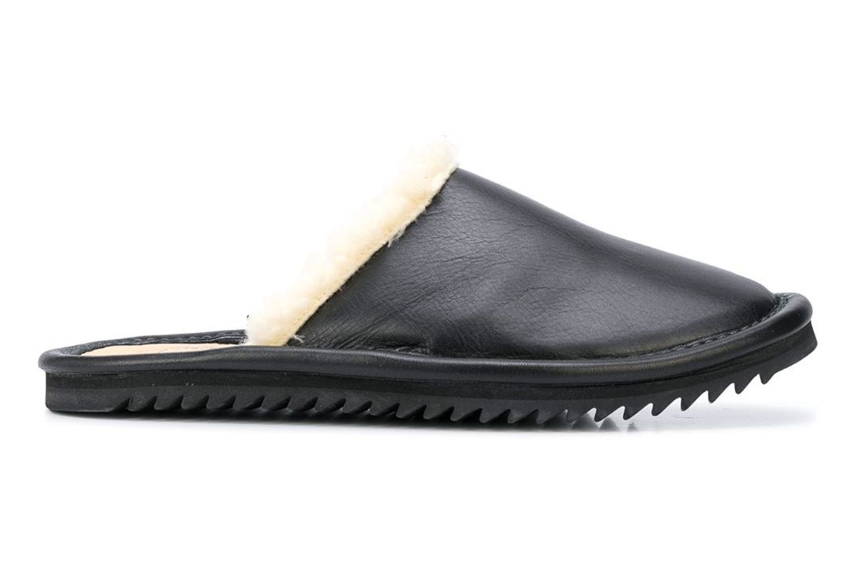 julien david leather shearling slippers