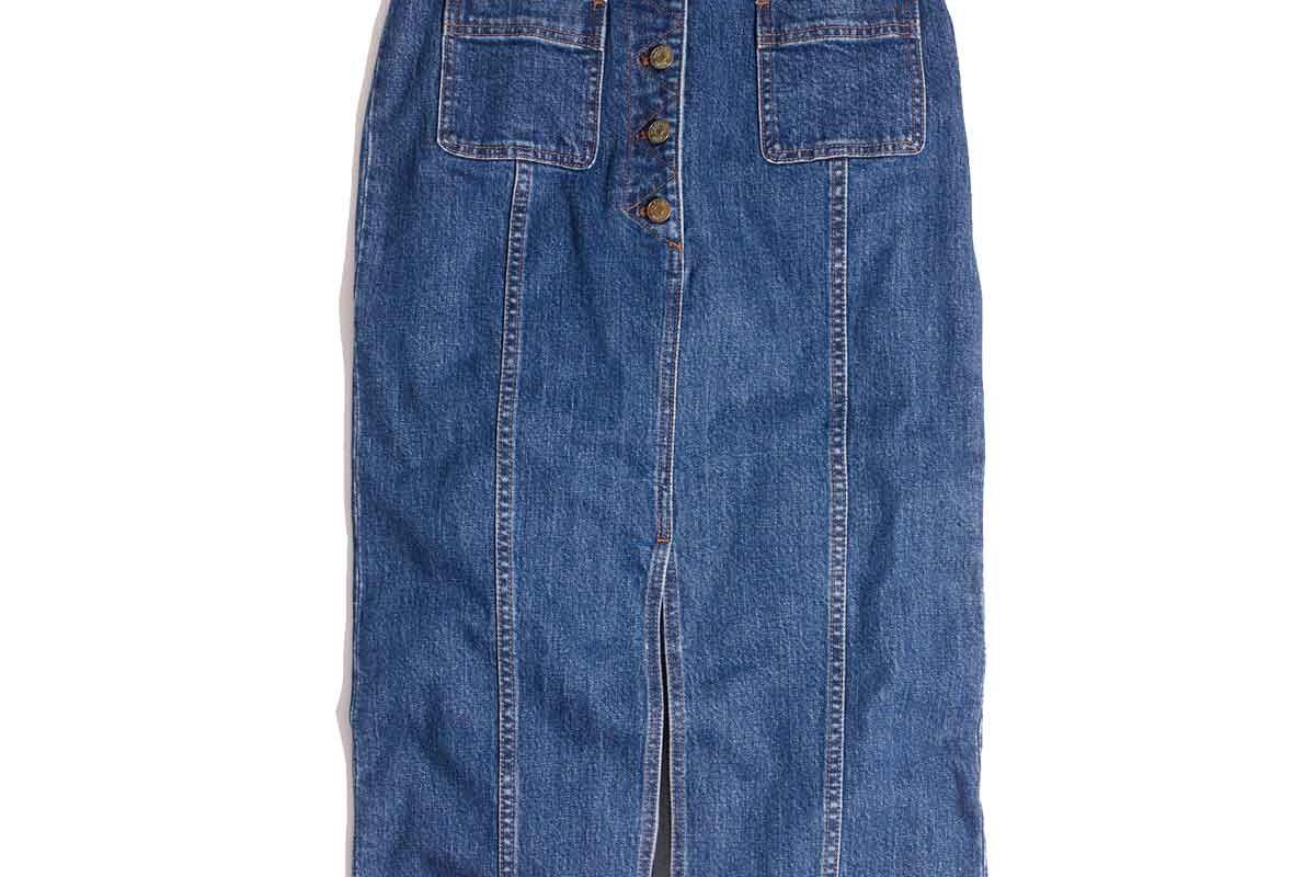 High Slit Jean Skirt