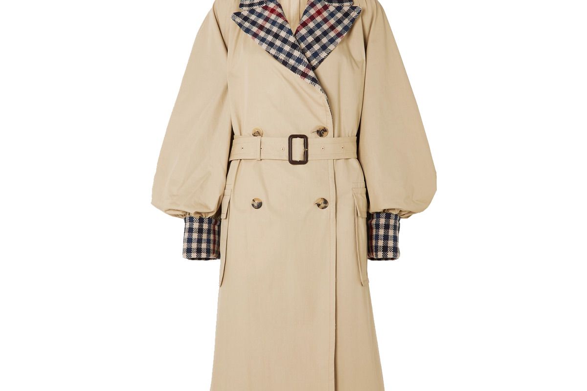 jw anderson belted checked wool blend and cotton gabardine trench coat