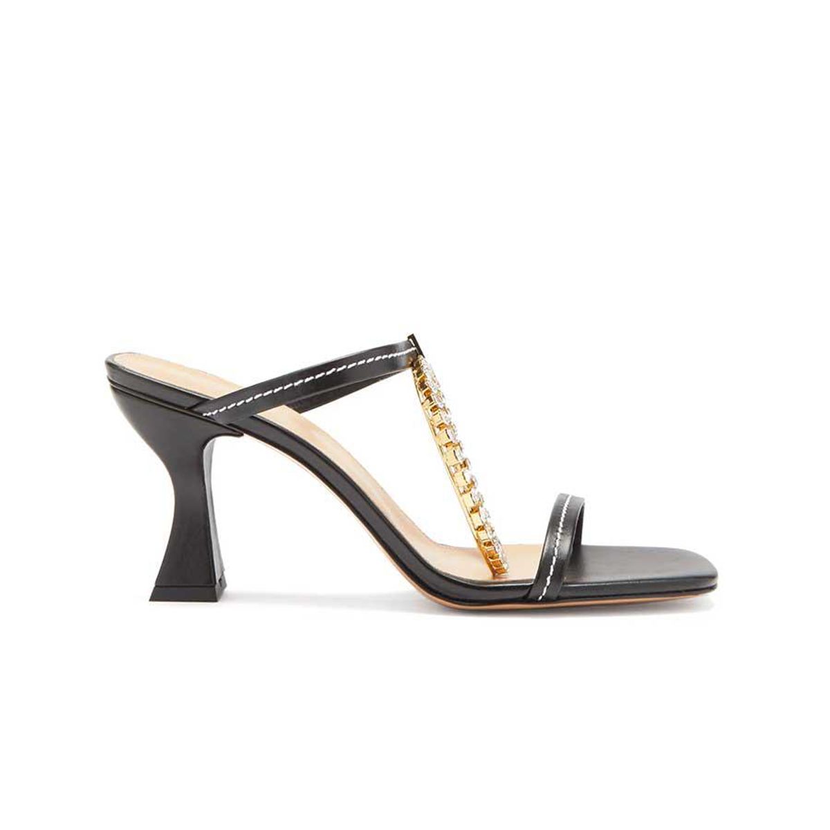 jw anderson crystal embellished square toe leather sandals