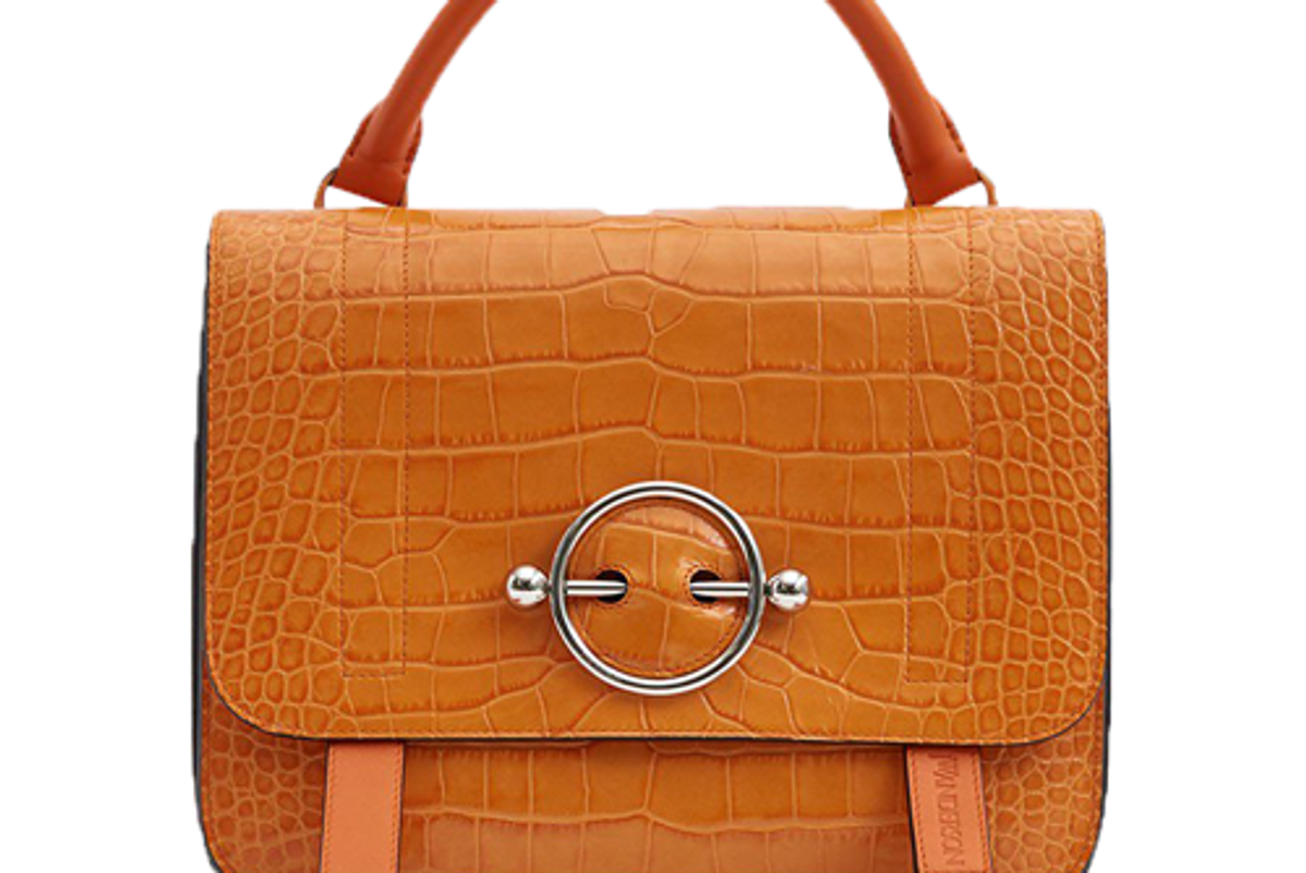 jw anderson disc croc embossed satchel in tangerine