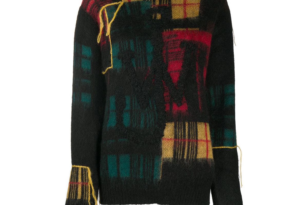 jw anderson fringe checked knitted jumper