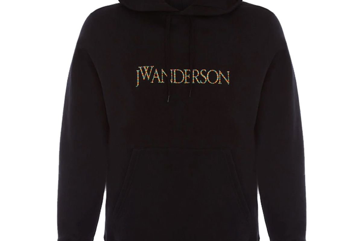 jw anderson logo embroidered cotton jersey hooded sweatshirt