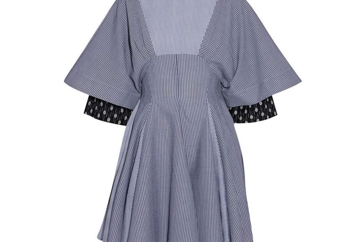 jw anderson pleated striped cotton seersucker mini dress