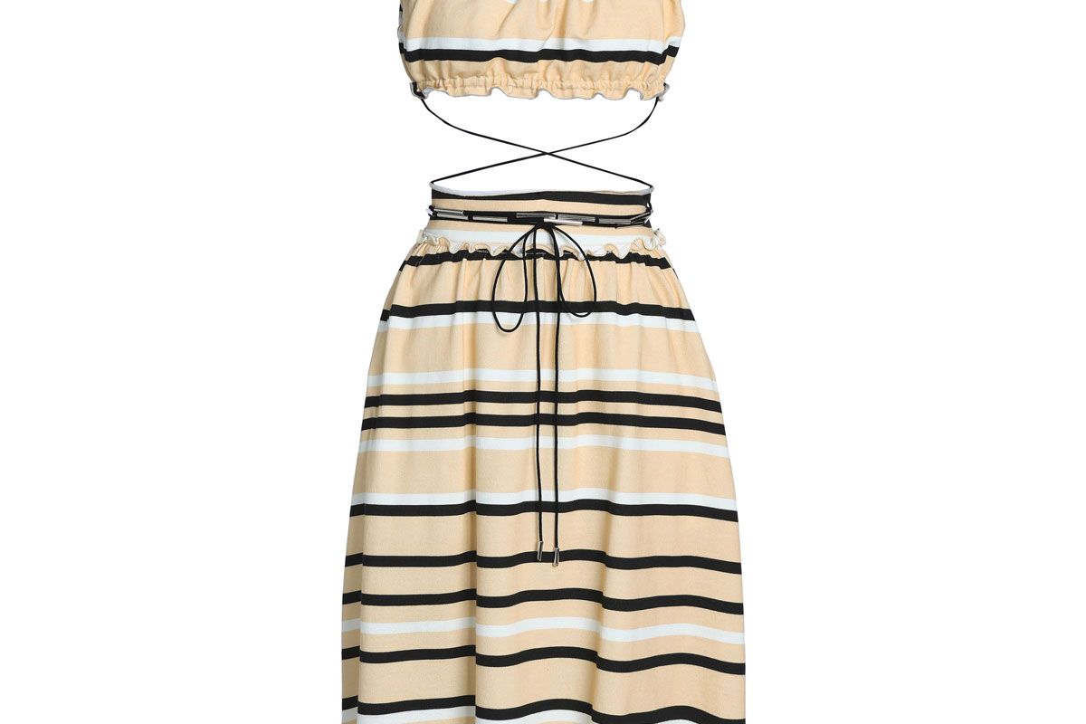 jw anderson ruffle trimmed striped french cotton terry dress