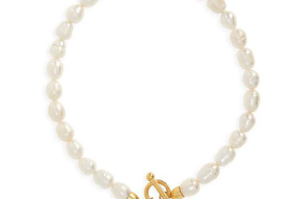 karine sultan pearl and bee charm necklace