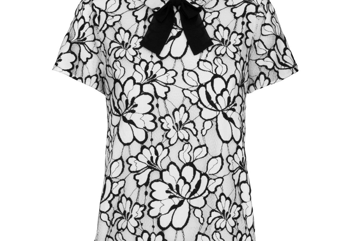 karl lagerfeld paris short sleeve top with bow