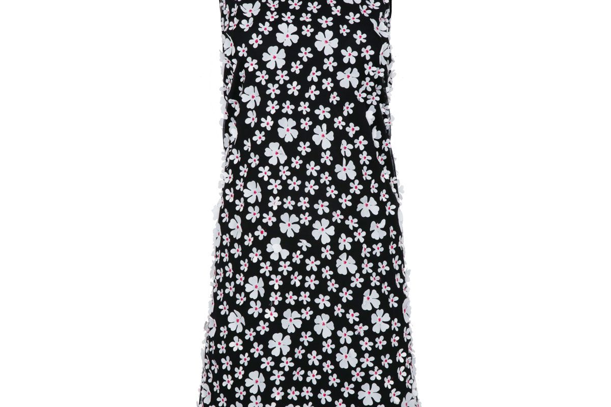 karl lagerfeld paris sleeveless dress with 3d applique overlay