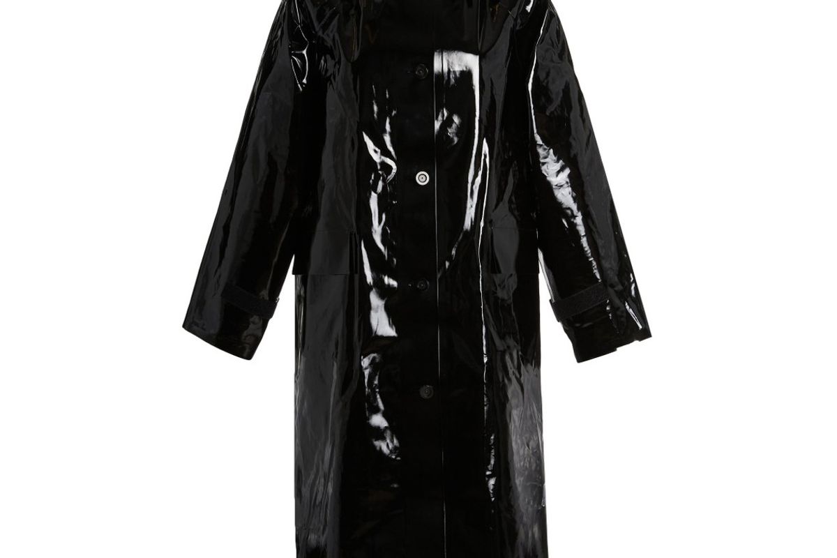 kassl sherling lined lacquered cotten blend raincoat