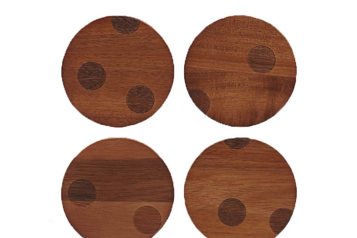 kate spade wood dot coaster set