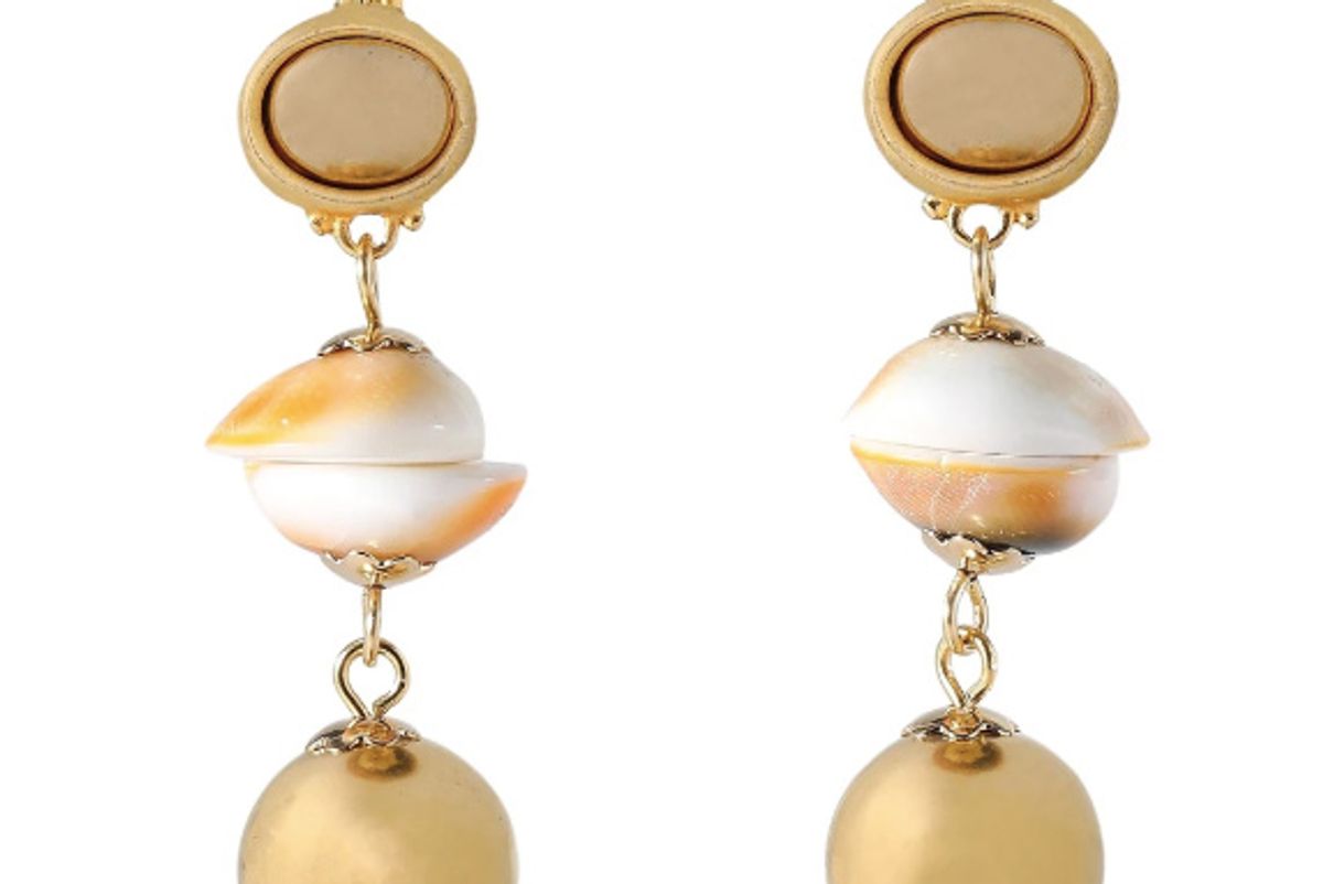 kenneth jay lane gold plated shell earrings